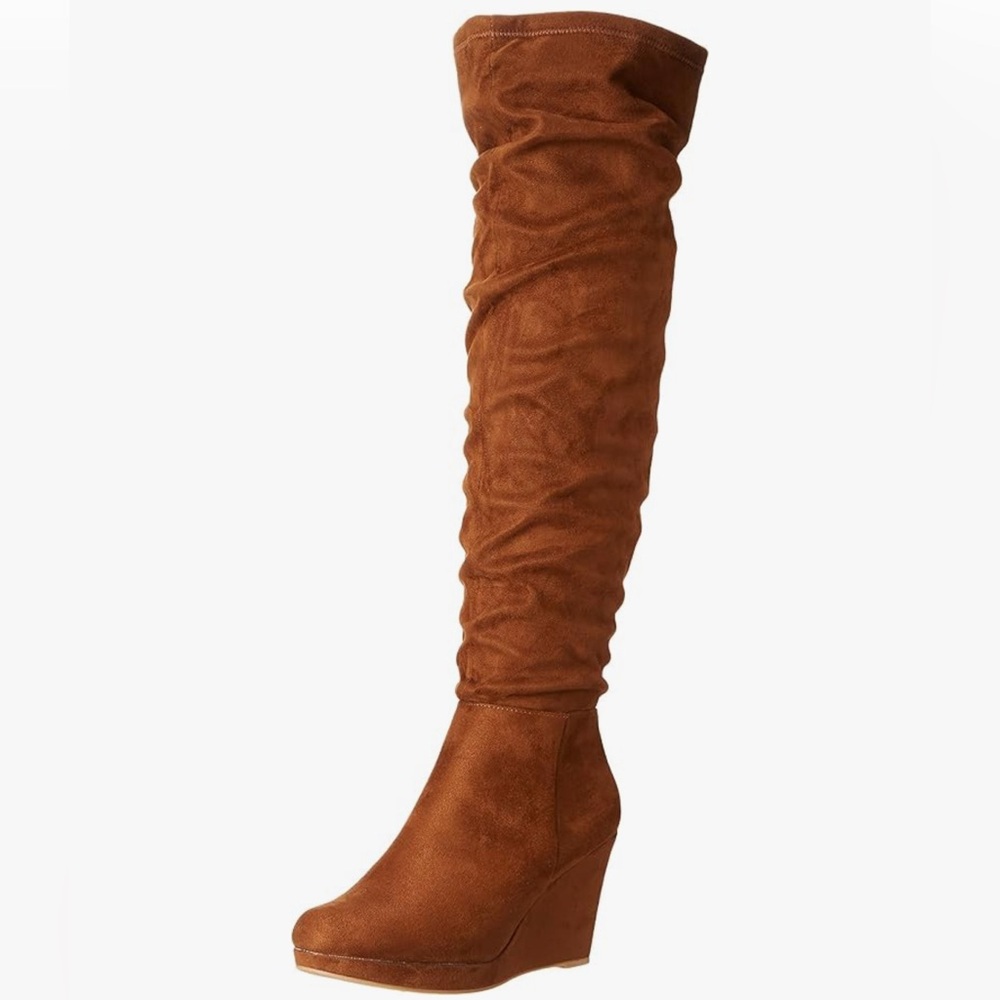 Over-the-Knee Wedge Boots in Chestnut